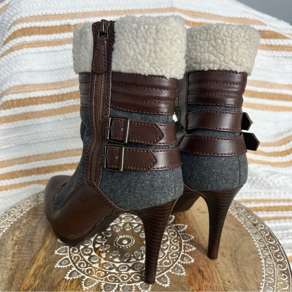Elle‎ Faux Fur & Wool Sherpa Lined Zip-Up Buckle Boots | Size 6.5M - Picture 10 of 17